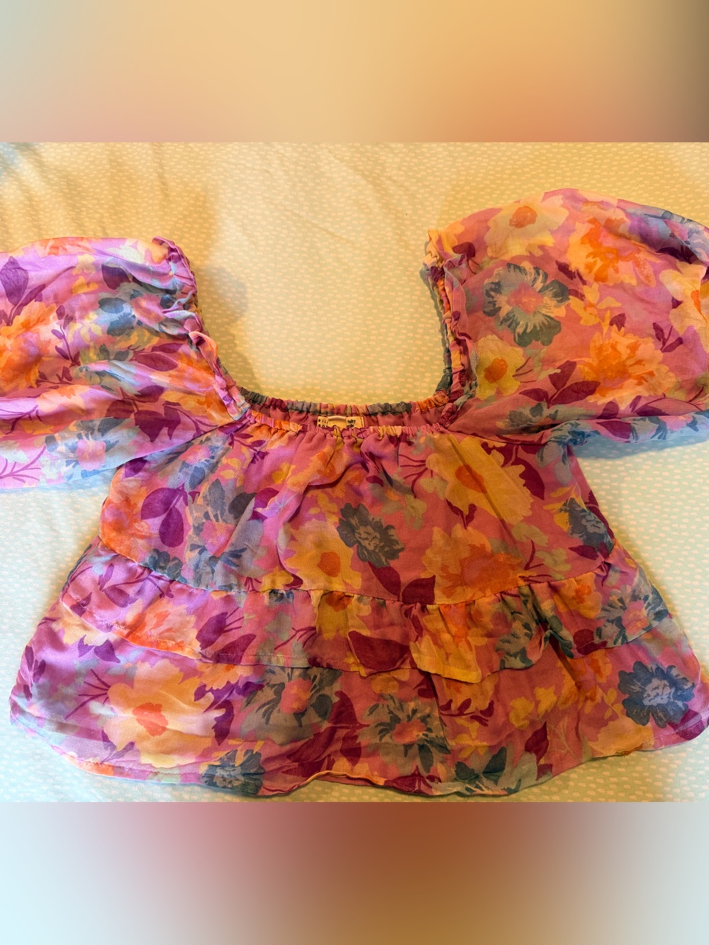 Billabong Pink, Purple & Mint The Salty Blonde Ruffled Crop Top
